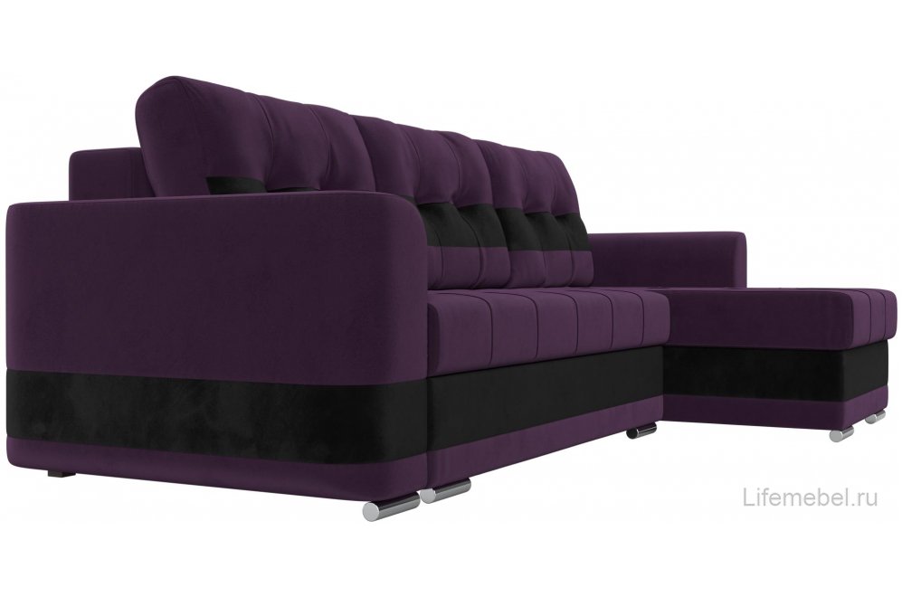Диван угловой Эльба-Прайм правый фиолетовый велюр