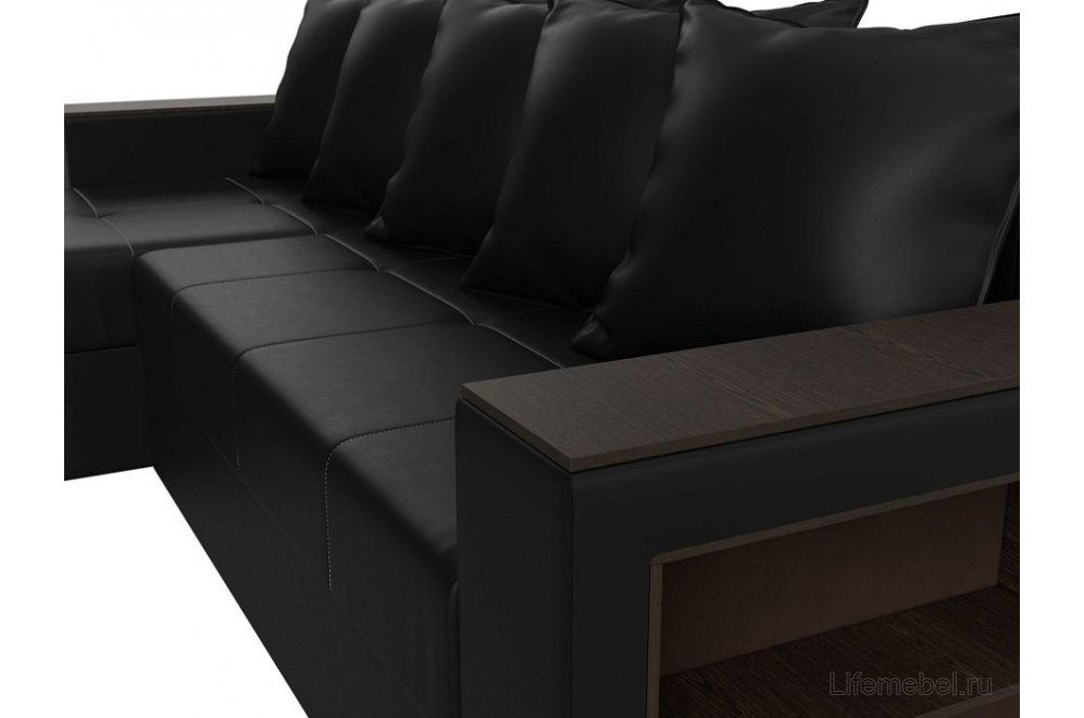 Диван угловой Дубай Лайт левый черная экокожа 