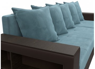 Диван-кровать Дубай Лайт угол универсальный бирюзовый / коричневый велюр / экокожа