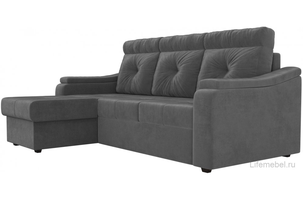 Диван угловой Браво-Арт левый велюр серый