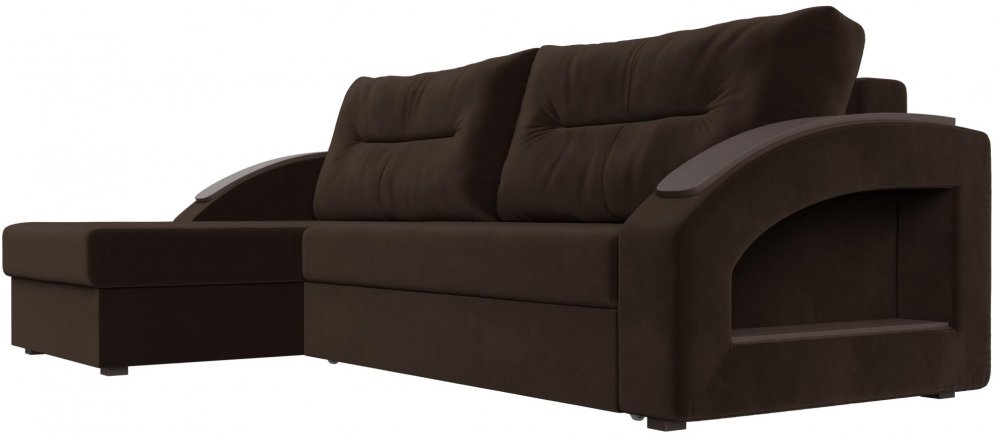 Диван угловой Канзас левый коричневый микровельвет