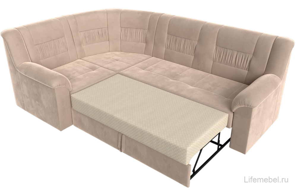 Диван угловой Карелия левый бежевый велюр