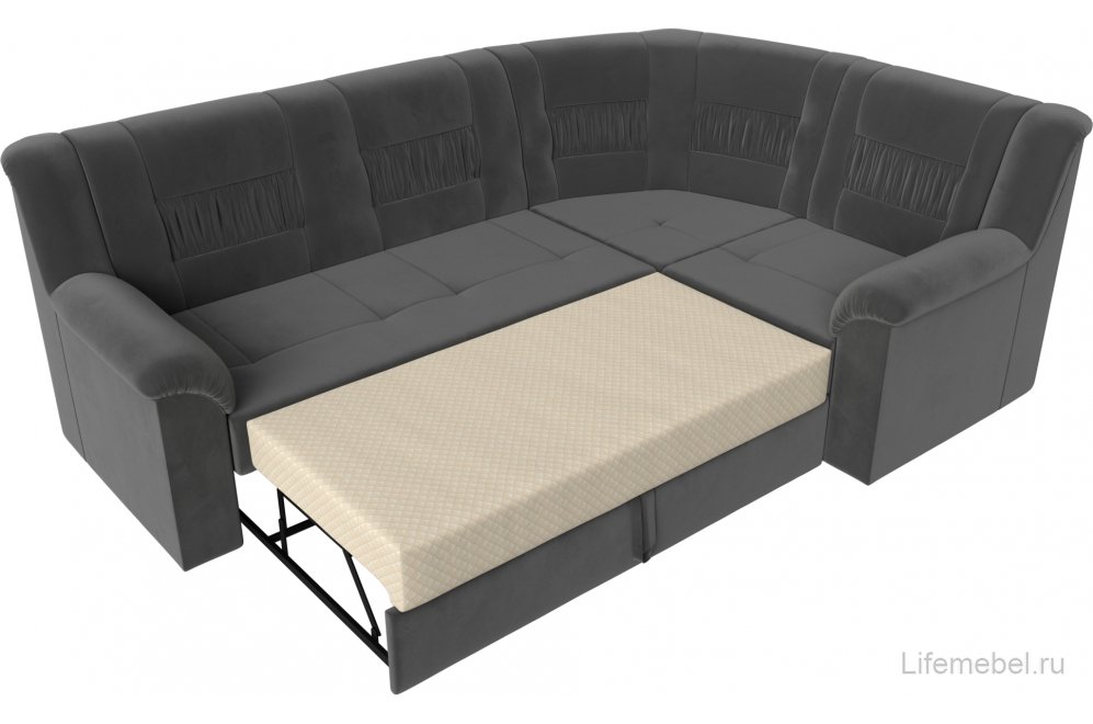 Диван угловой Карелия правый серый велюр