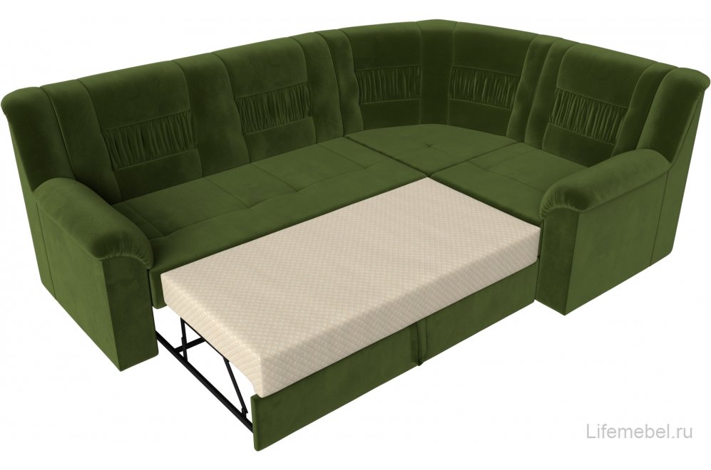 Диван угловой Карелия правый зеленый микровельвет