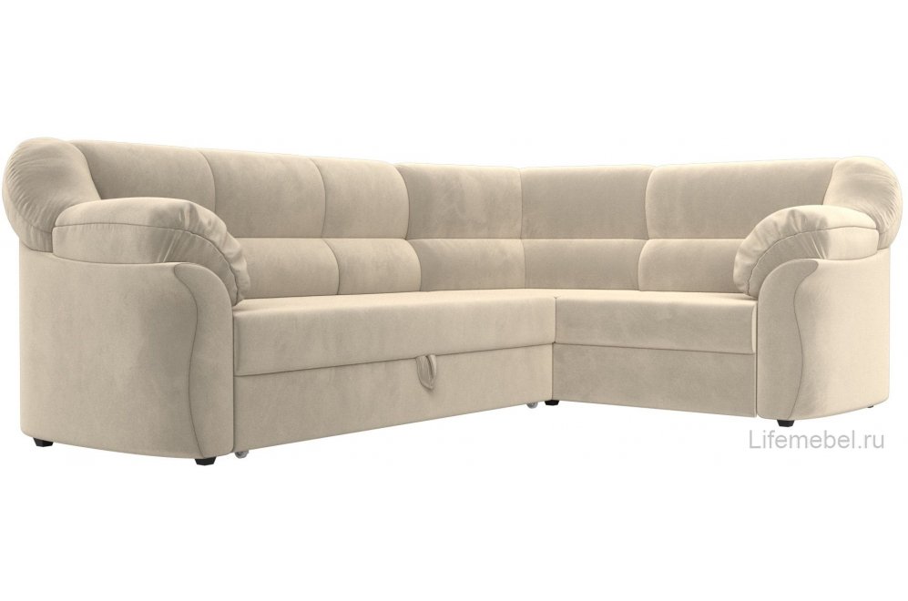 Диван угловой Эллада правый бежевый микровельвет