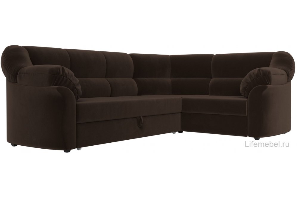 Диван угловой Эллада правый коричневый микровельвет