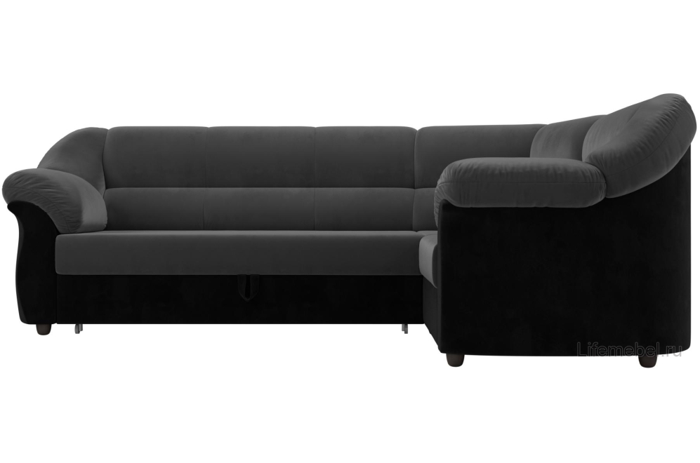 Диван угловой Эллада правый серый / черный велюр