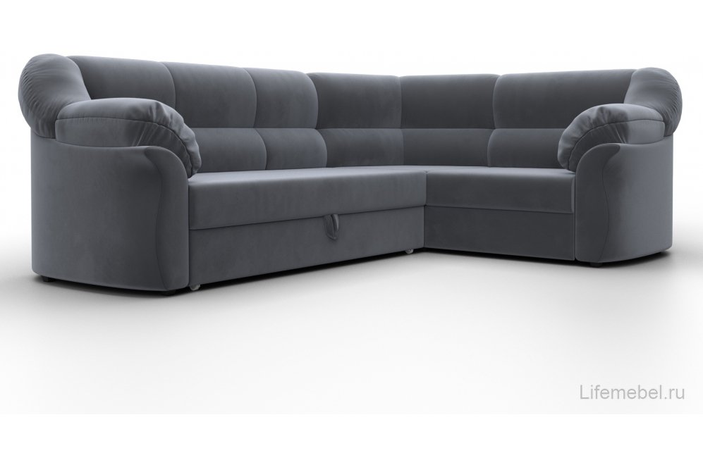 Диван угловой Эллада правый серый велюр