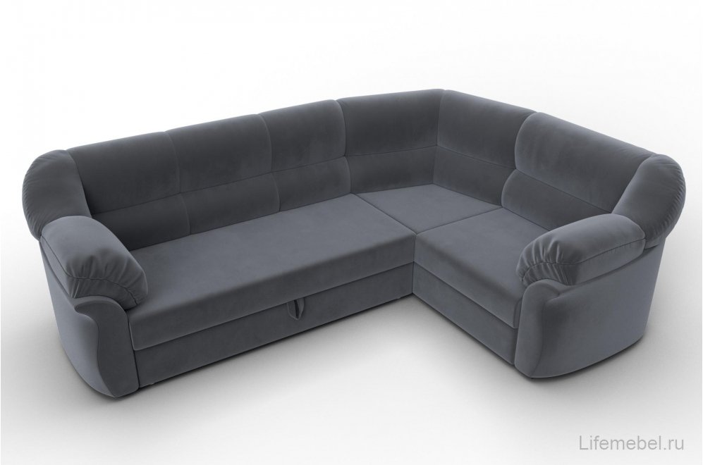 Диван угловой Эллада правый серый велюр