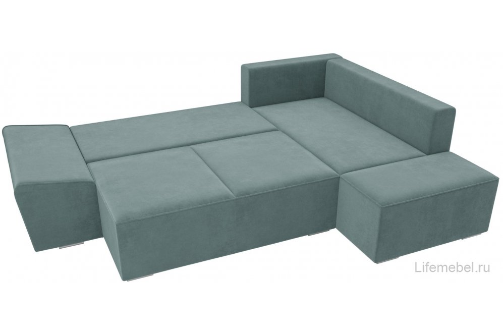 Диван угловой Крона-Нова правый бирюзовый велюр