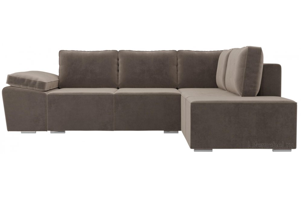 Диван угловой Крона-Нова правый коричневый велюр