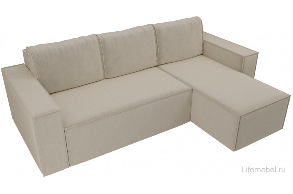 Диван угловой Куба правый микровельвет бежевый