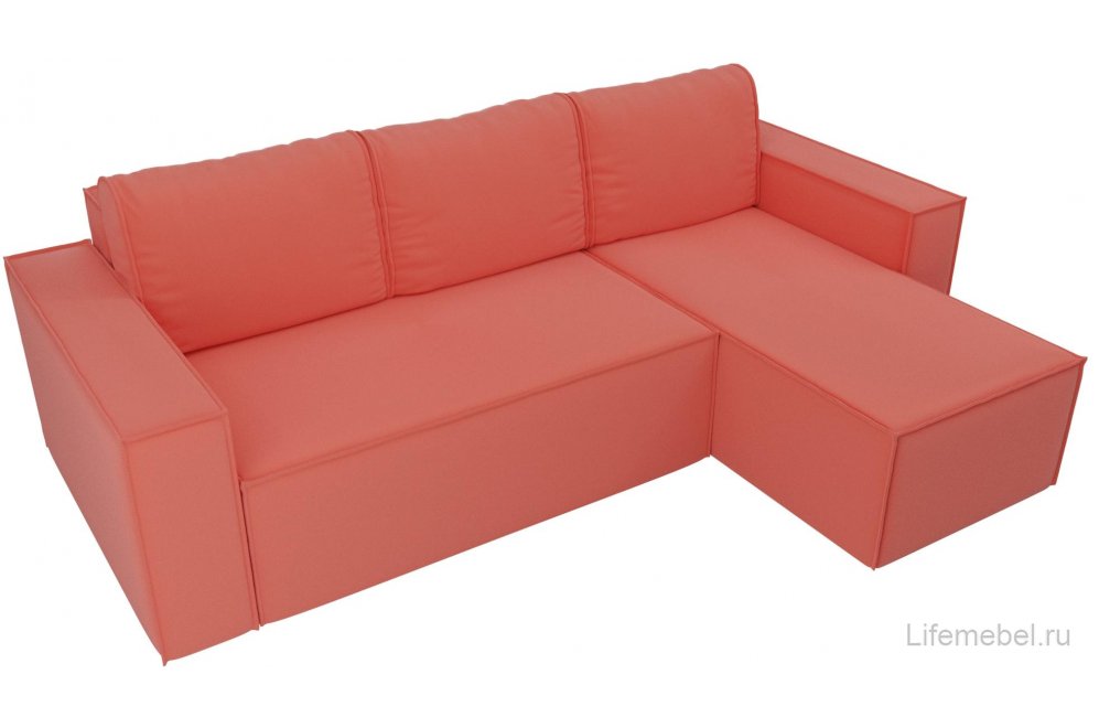 Диван угловой Нова правый микровельвет коралловый