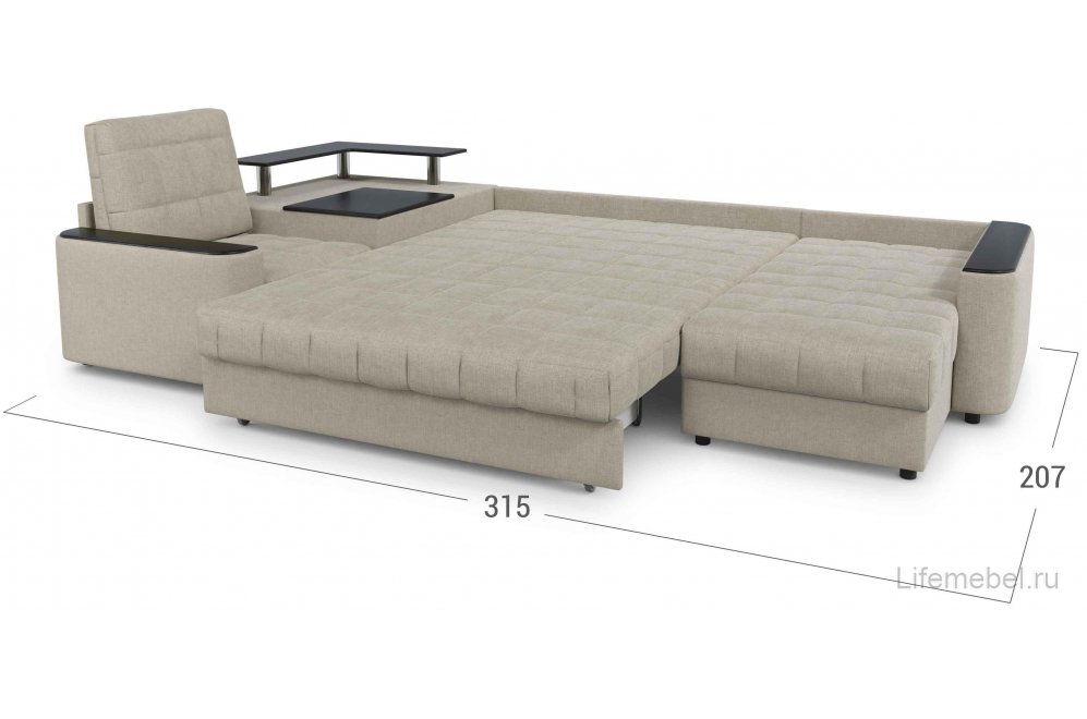 Диван угловой Moon Family 018/91Лн+Н30н+7Ян+(1)65Пн 003604 левый со спальным местом 140 велюр бежевый 66-100