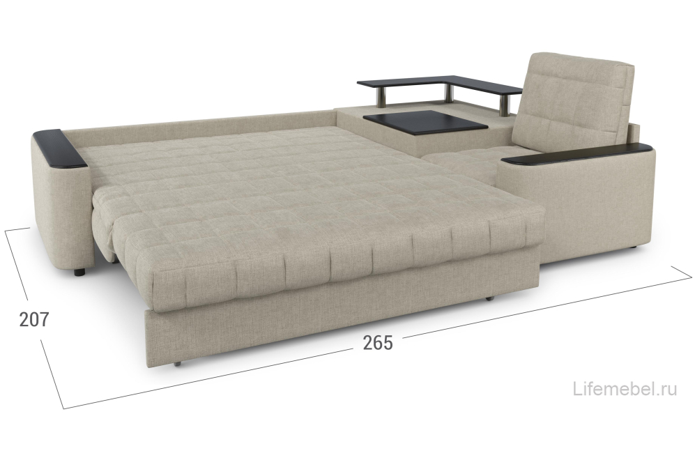 Диван угловой Moon Family 018 правый (1)65Лн+Н30С Lux v1+91Пн 004684 бежевый 66-100