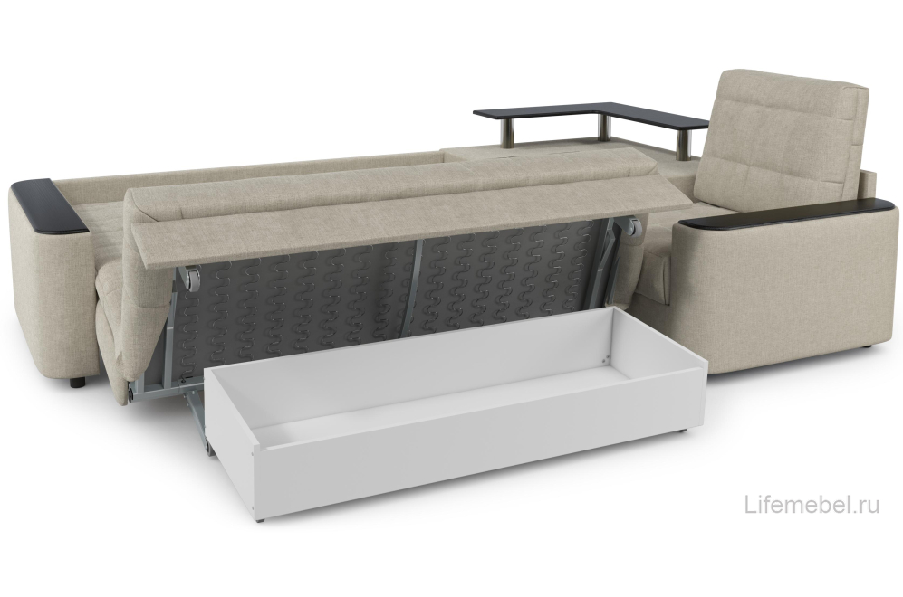Диван угловой Moon Family 018 правый (1)65Лн+Н30С Lux v1+91Пн 004684 бежевый 66-100