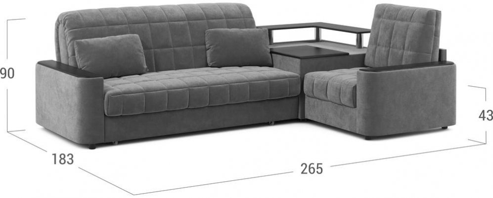 Диван угловой Moon Family №018 / (1)65Лн+Н30С Lux v1+91Пн 004684 правый велюр бежевый 66-100