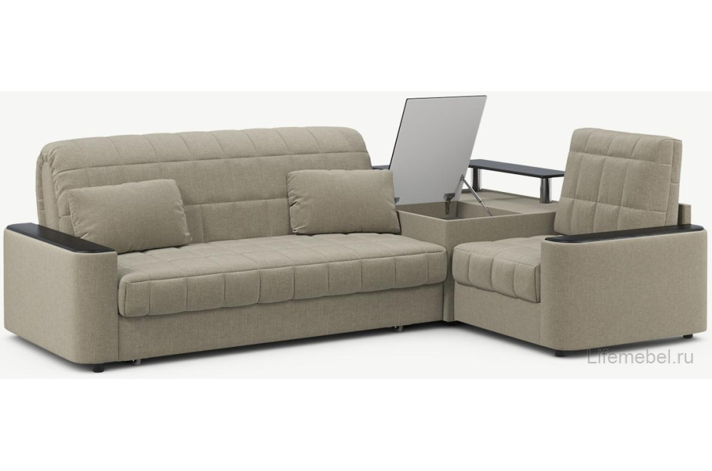 Диван угловой Moon Family №018 / (1)65Лн+Н30С Lux v1+91Пн 004684 правый велюр бежевый 66-100