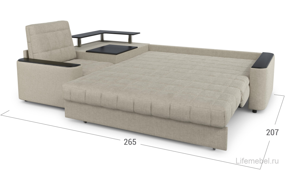 Диван угловой Moon Family №018 / 91Лн+Н30С Lux v1+(1)65Пн 004689 левый велюр бежевый 66-100