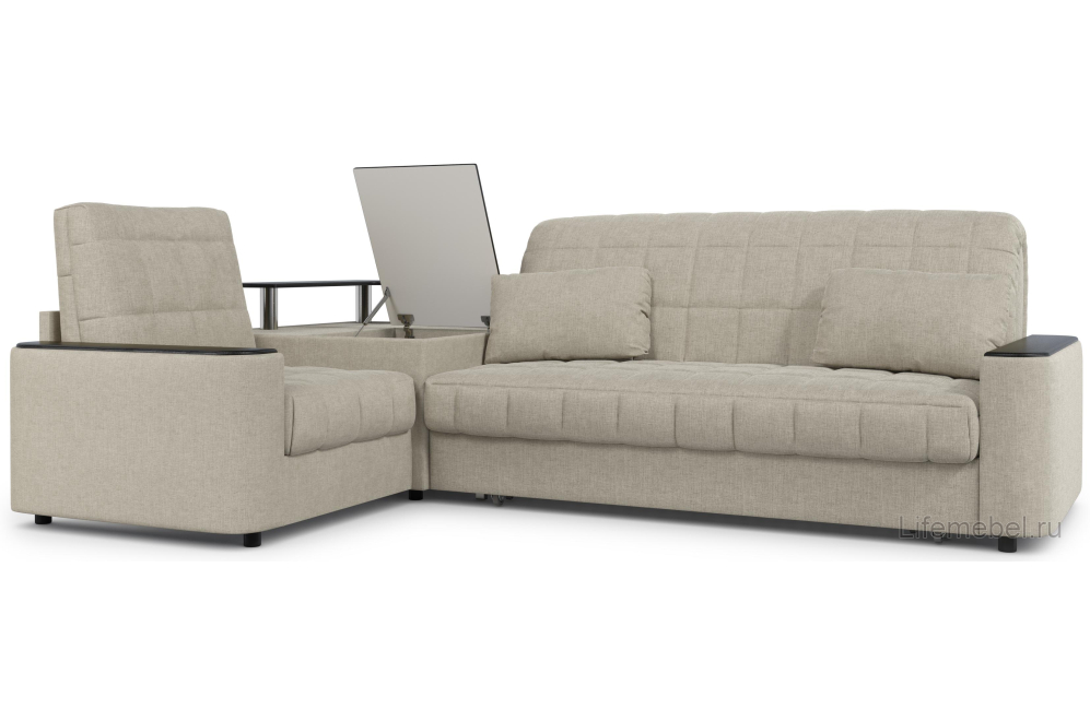 Диван угловой Moon Family №018 / 91Лн+Н30С Lux v1+(1)65Пн 004689 левый велюр бежевый 66-100