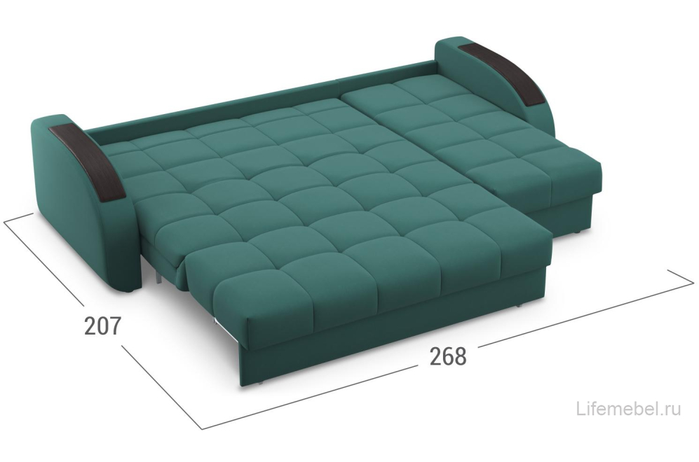 Диван угловой Moon Family 109 268 см с независимым пружинным блоком Н30С Lux v1+7Я н+(2)65 н 004805 зеленый