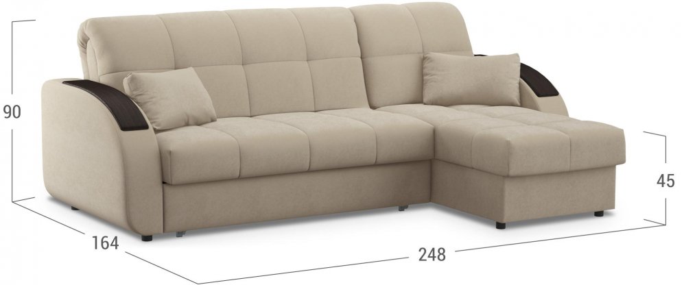 Диван угловой Moon Family 109 Н30 Lux v1+7Я н+(2)65 н 004802 140 велюр бежевый 74-70