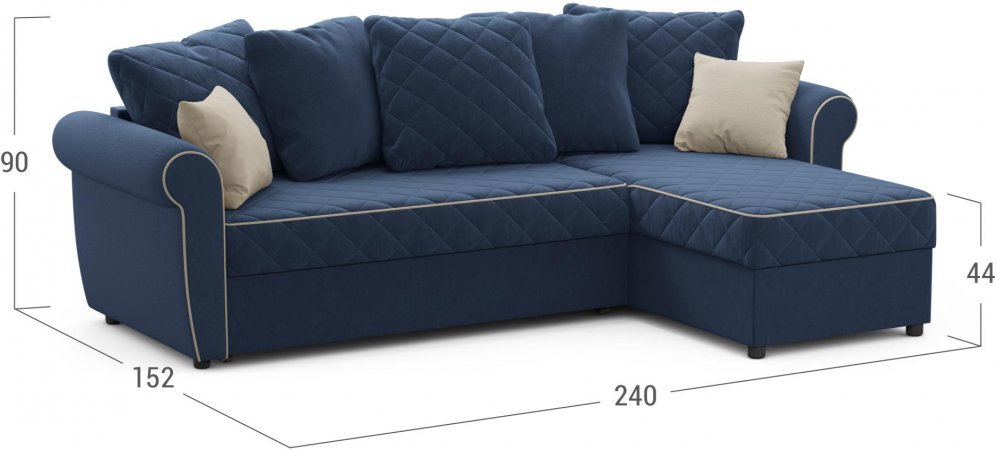 Диван угловой Moon Family 123 велюр синий
