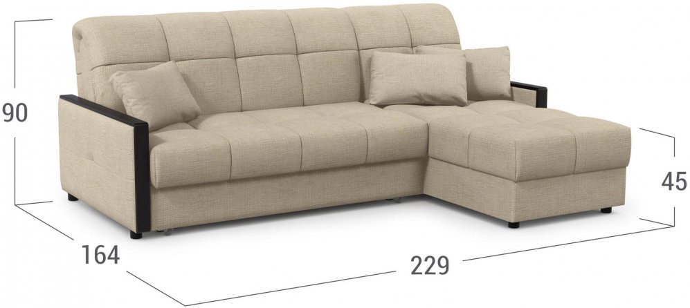 Диван угловой Moon Family 125 с ППУ велюр бежевый