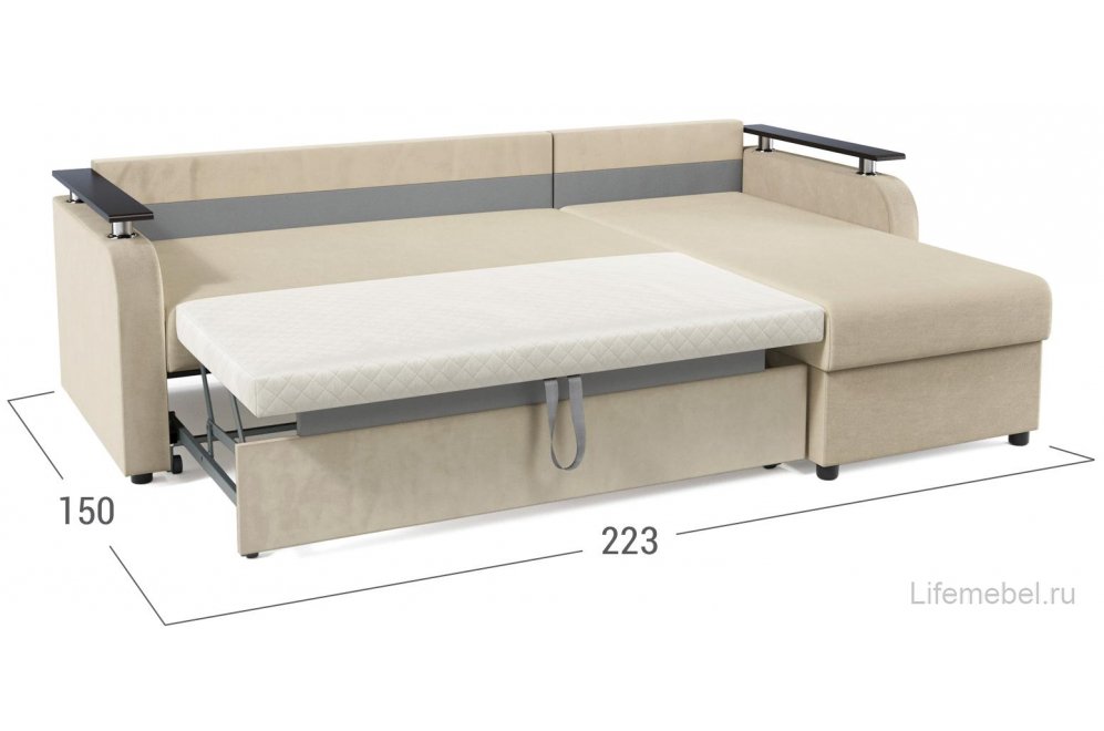 Диван угловой Moon Family 044/Д27ПЯ v1 003105 с декором велюр бежевый 74-1