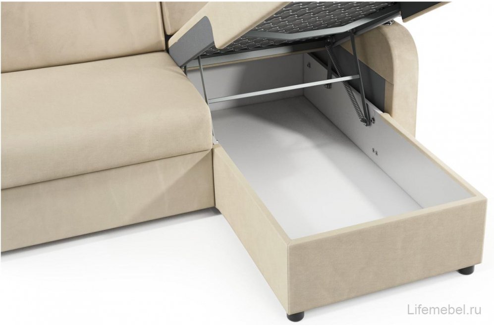 Диван угловой Moon Family 044/Д27ПЯ v1 003105 с декором велюр бежевый 74-1