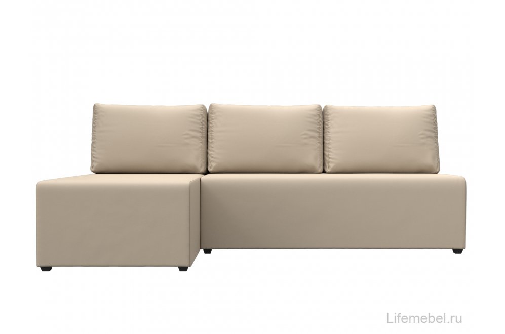 Диван угловой Поло левый бежевая экокожа