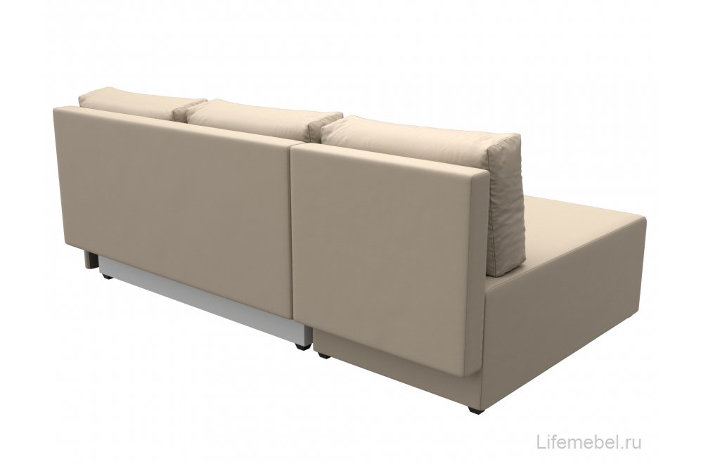 Диван угловой Поло левый бежевая экокожа