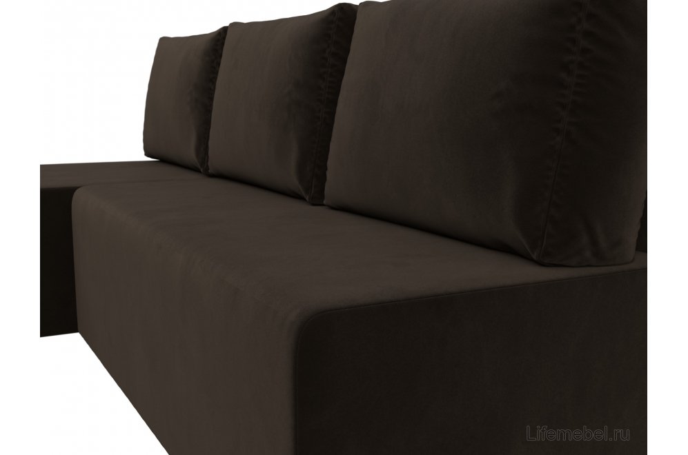 Диван угловой Поло левый коричневый микровельвет