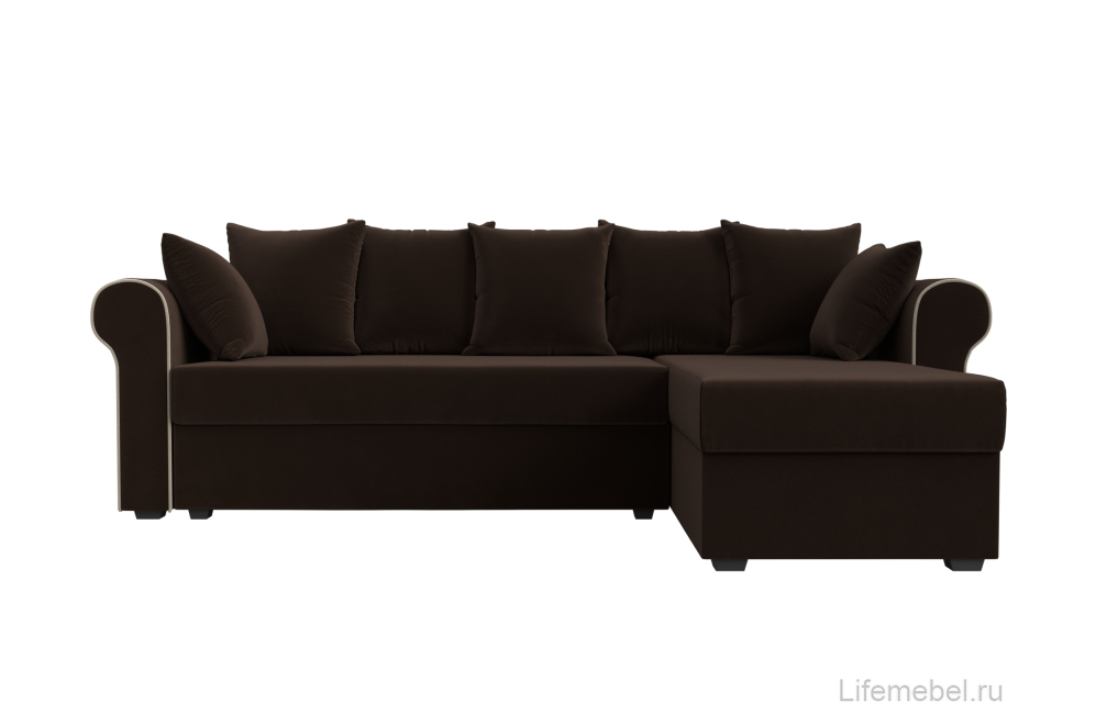 Диван угловой Рейн правый коричневый микровельвет