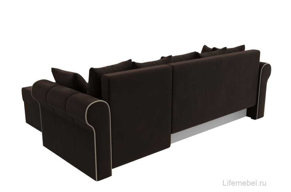 Диван угловой Рейн правый коричневый микровельвет