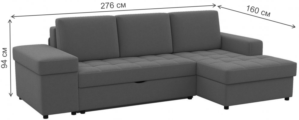 Диван угловой Риф микровелюр серый