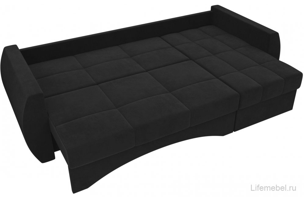 Диван угловой Элмира правый черный велюр