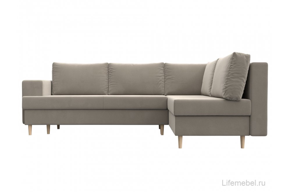 Диван угловой Фиджи правый микровельвет бежевый