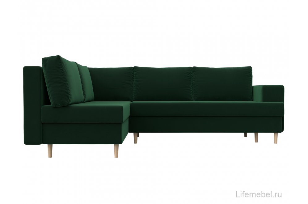Диван угловой Сильвана велюр MR зеленый левый