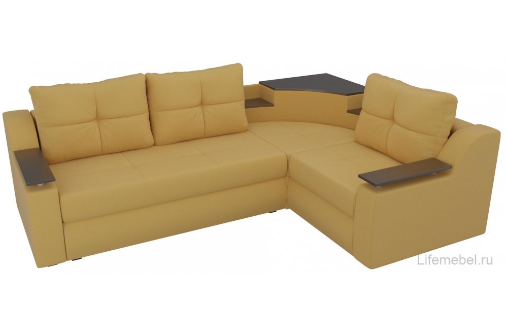 Диван угловой Тесей правый микровельвет желтый