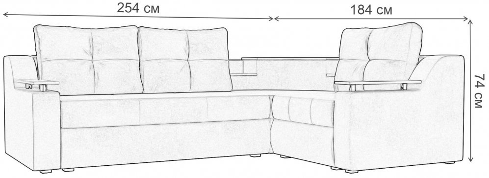 Диван угловой Тесей правый рогожка бежевая / коричневая