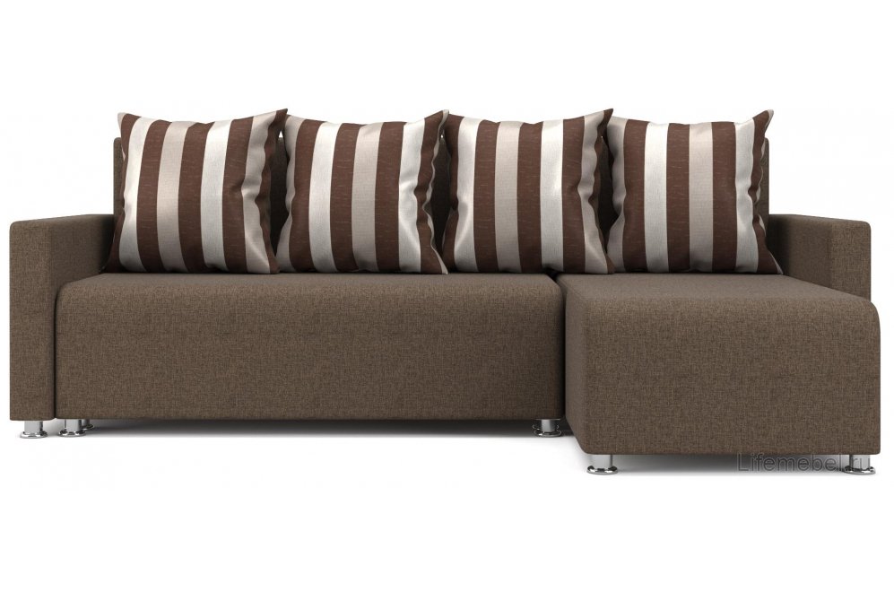 Угловой диван Каир Line brown правый рогожка 058-18 коричневый