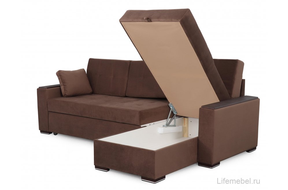Угловой диван Монако 1 вариант 3 коричневый