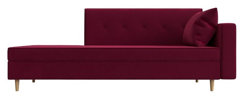 Диван-кушетка Селена правый бордовый микровельвет