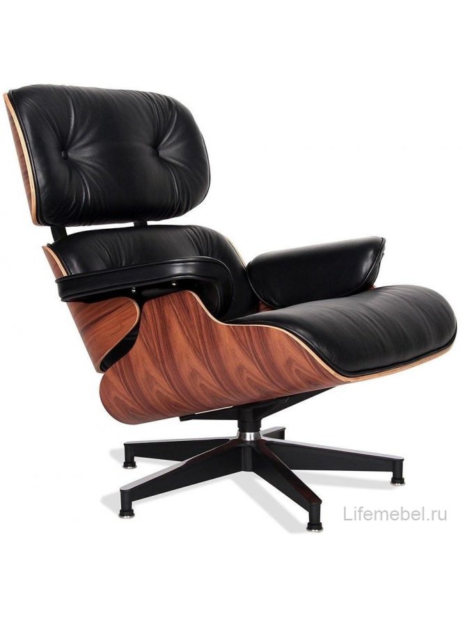 Кресло Eames Lounge chair черный оттоманка Eames Lounge chair черная