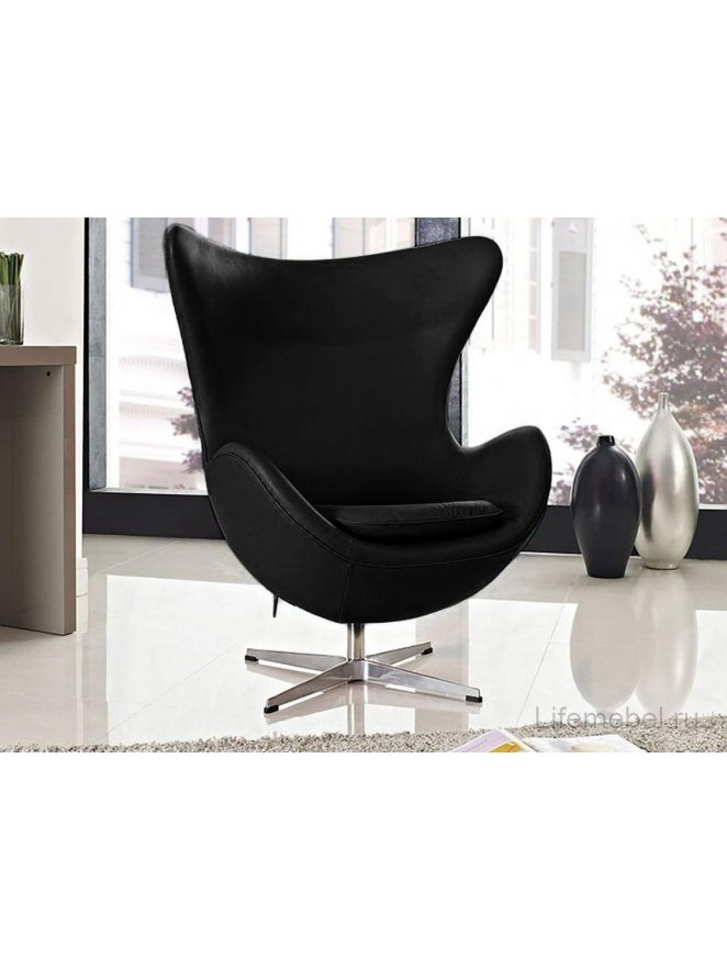 Кресло Egg chair экокожа чёрное