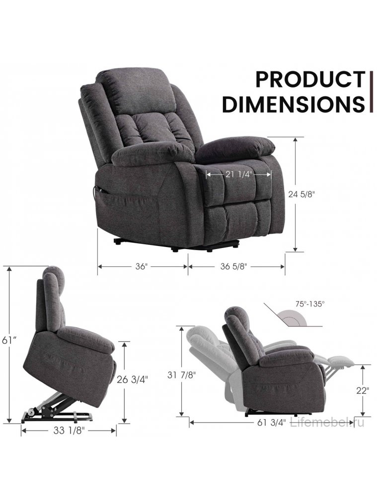 Кресло Eureka GER02 с подъемным механизмом серое