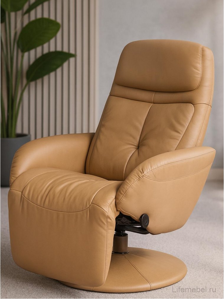 Кресло Optima раскладное бежевая экокожа