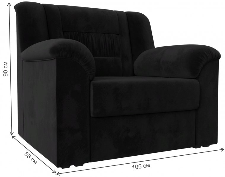 Кресло Карелия черный велюр