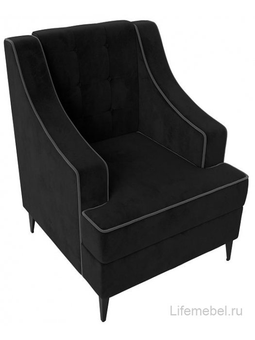 Кресло Ривер-Софт черный / серый велюр